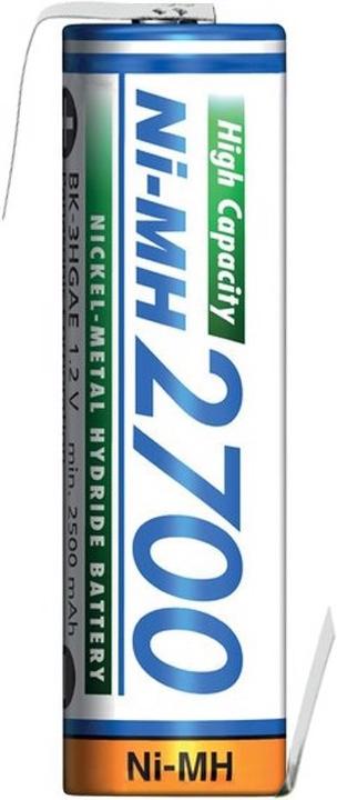 Actual product image Panasonic Akku Mignon AA NiMH, BK-3HGAE mit Lötfahne in Z-Form (1 pcs., AA, 2700 mAh)