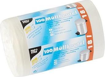Papstar Sacco a secchiello HDPE, 18 litri, bianco (100 x, 18 l)