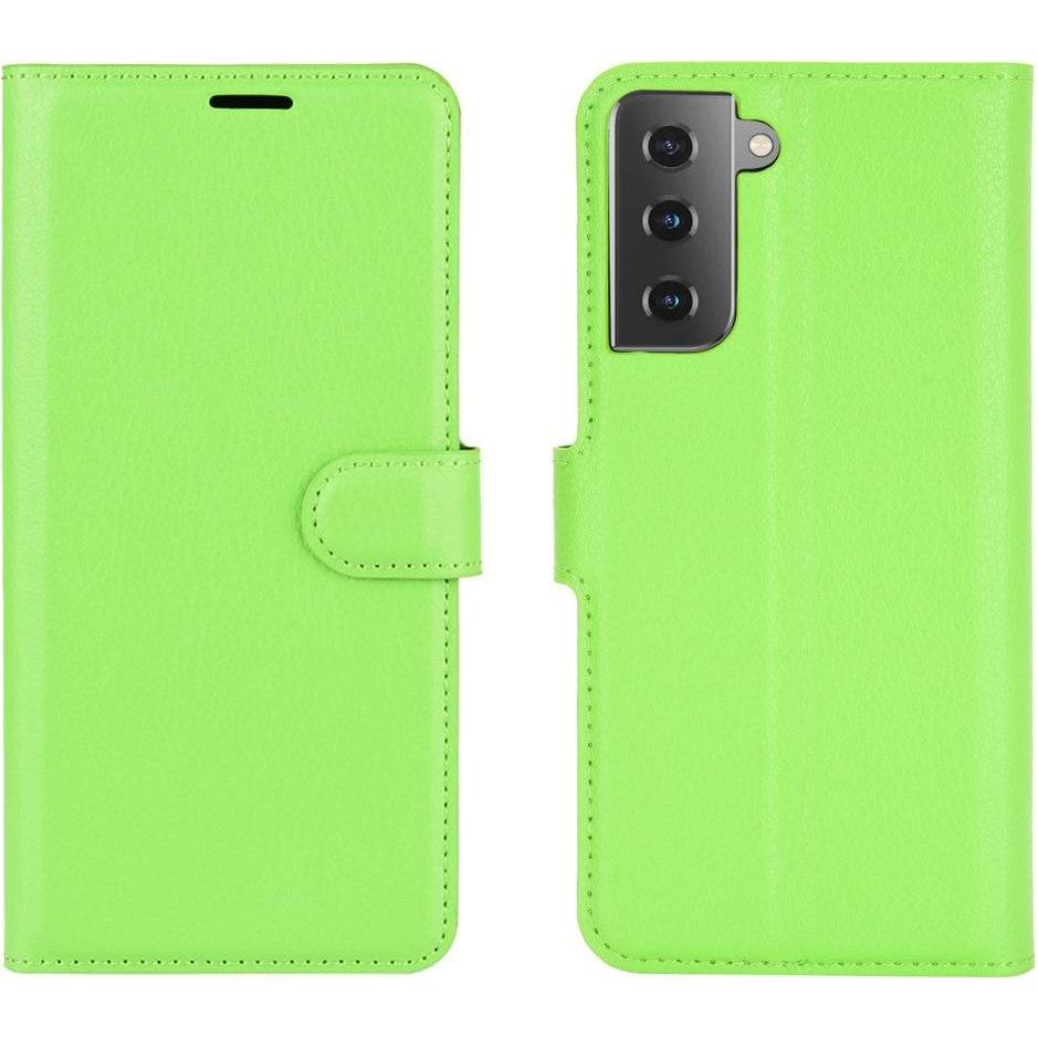 Cover-Discount Galaxy S21 - Leder Etui Hülle grün (Samsung Galaxy S21), Smartphone Hülle, Grün