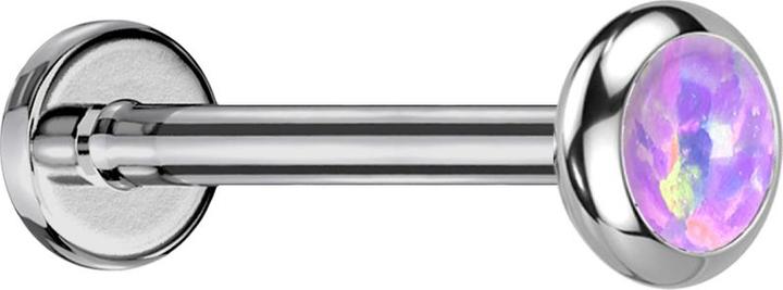 Produktbild Star Piercing Micro Labret Innengewinde silber Scheibe abgerundet silber Opal violett (ohne Messing, Titan)