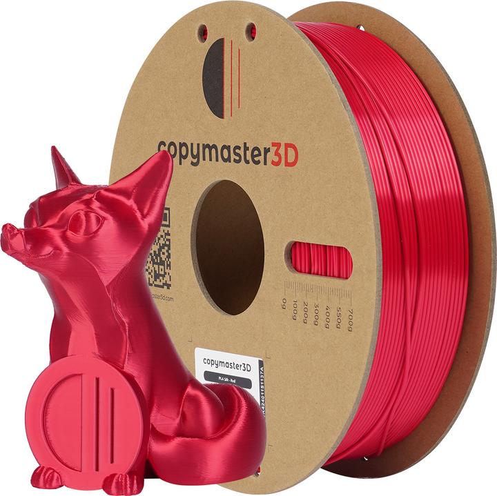 Actual product image Copymaster3D PLA Silk 3D Printing Filament, 1.75 mm, Red (PLA, 1.75 mm, Red)