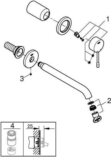 Produktbild Grohe 2-Loch-Waschtischbatterie ESSENCE Ausldg 230mm wa sun gebü