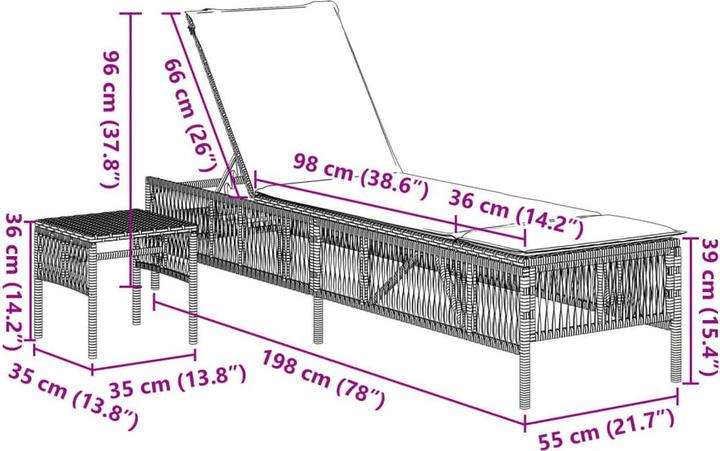 Actual product image vidaXL Sonnenliege (198 cm)
