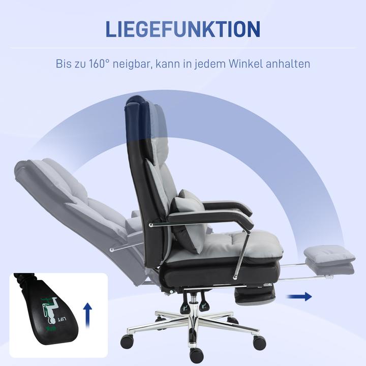 Image du produit Homcom Bürostuhl Kunstleder, Schaumstoff Grau