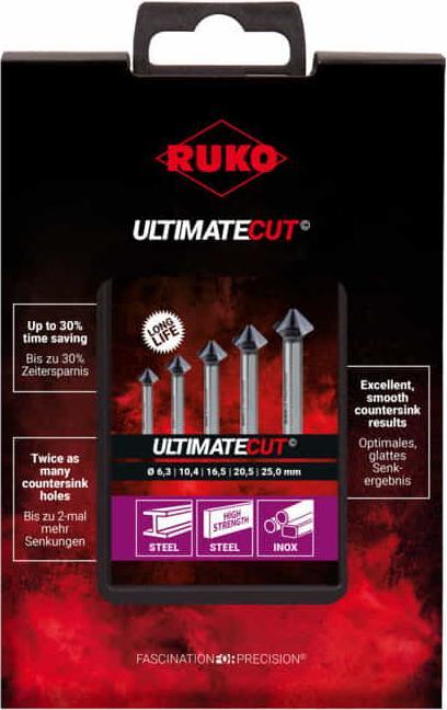 Produktbild Ruko Kegelsenker Set ULTIMATECUT 5teilig 6.3 mm, 10.4 16.5 20.5 25 mm HSS 1 St. (20.5 mm, 25 mm, 10.4 mm, 16.5 mm, 6.3 mm)