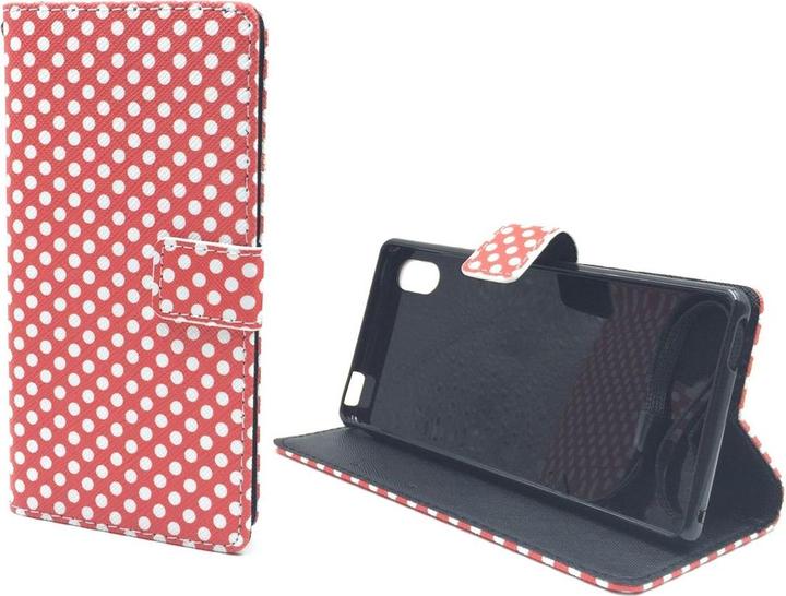 Actual product image König Design Protective Case for Sony Xperia M4 Aqua Polka Dot Red Bag Cover + 1 Armour Protection Glass (Sony Xperia M4 Aqua)