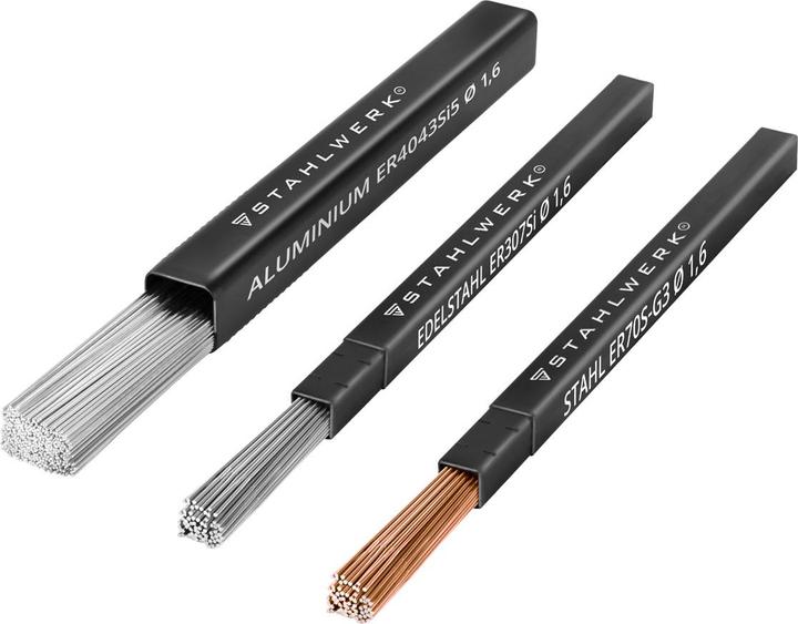 Actual product image Stahlwerk Welding rod set ER70S-G3, ER307Si, ER4043Si5 Ø 1.6 x 500 mm 1kg each