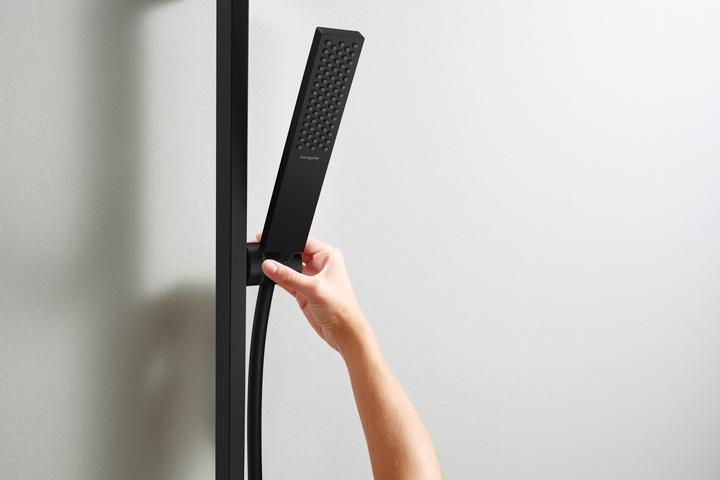hansgrohe Pulsify E - waterbesparende Douchekop 8 l/min (EcoSmart), rechthoekige Handdouche met 1 jet (PowderRain), met anti-kalk functie, mat zwart
