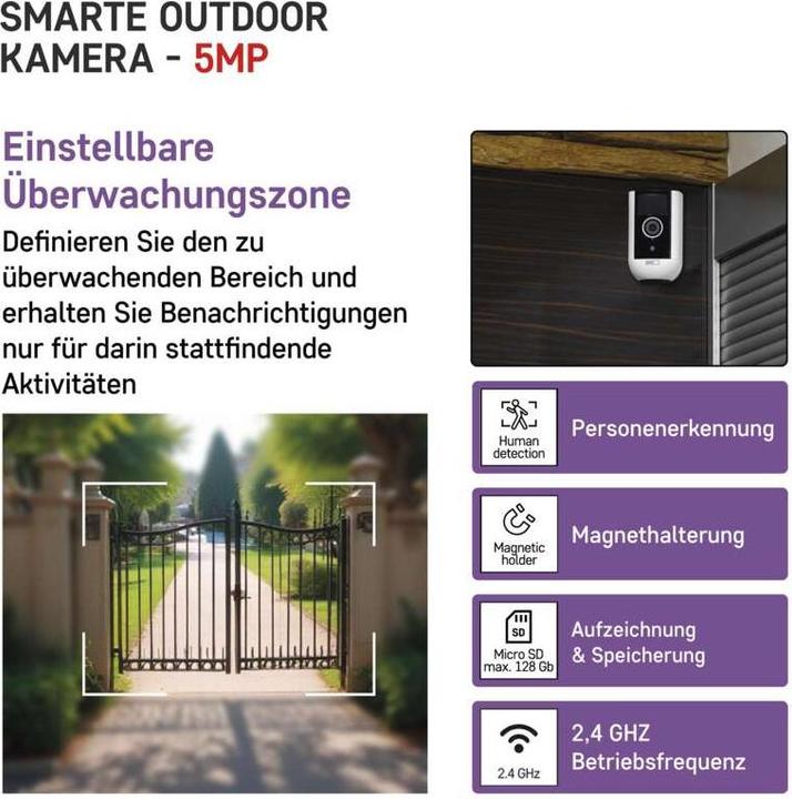 Produktbild Emos GoSmart Outdoor IP Kamera mit WiFi IP-210 SNAP, batteriebetrieben (2592 x 1944 Pixels)