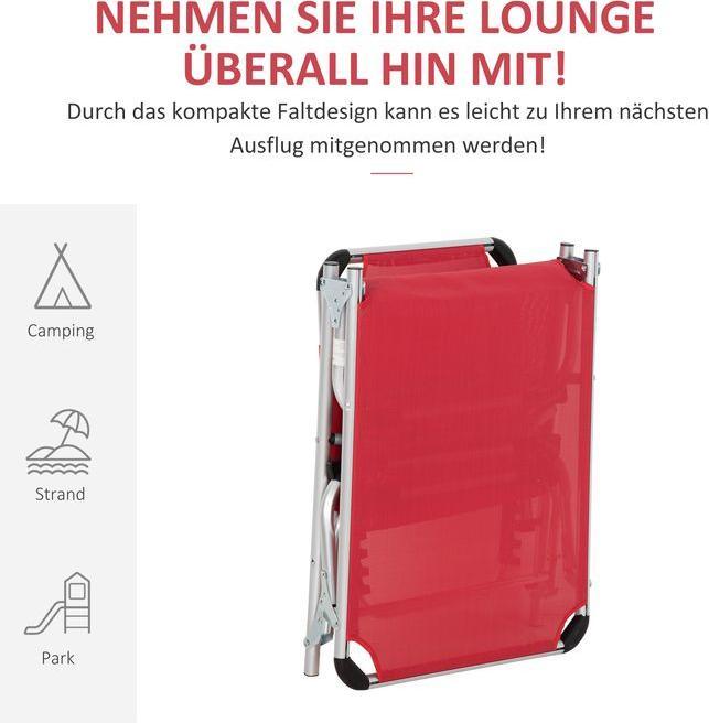 Produktbild Swisshandel24 Sonnenliege Gartenliege Alu Stoffliege Relaxliege 5-fach verstellbar faltbar ergonomisch Netzstoff R (165 cm)