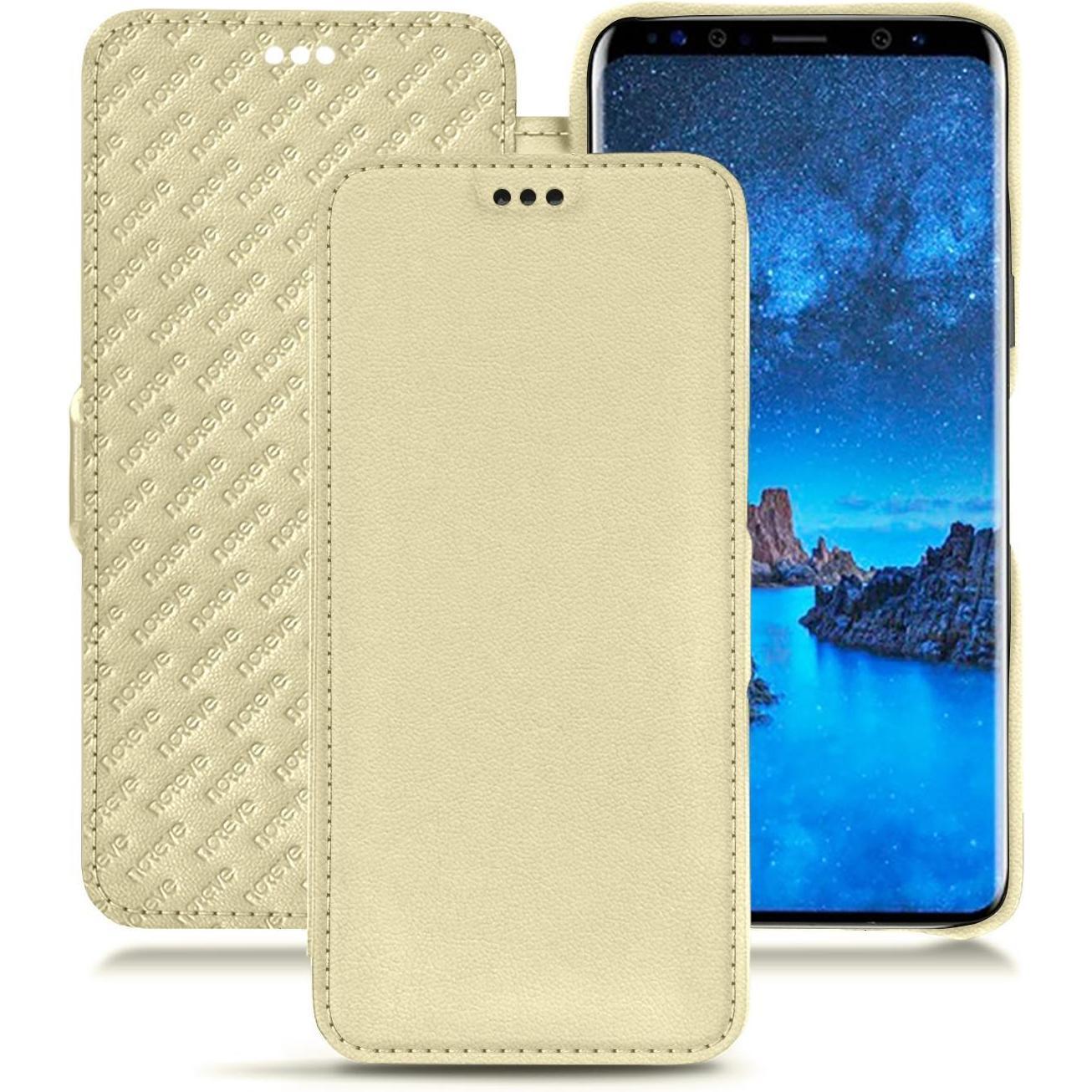 Noreve Lederschutzhülle horizontal (Samsung Galaxy S9+), Smartphone Hülle, Beige
