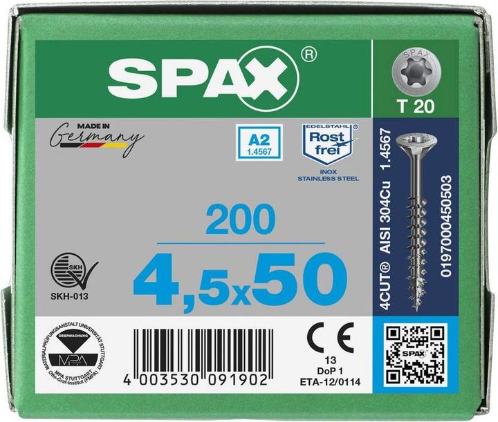 Produktbild Spax A2 Senkmultikopf T-Star Plus T20 Teilgewinde (200 Schrauben pro Stück)