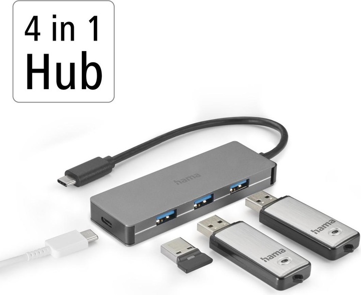 Produktbild Hama USB Hub (USB-C, 4 Ports)