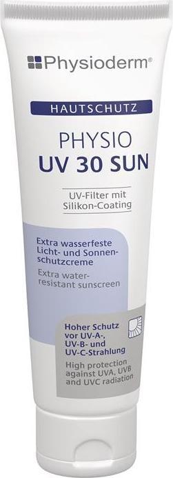 PGP Crème de protection pour les mains PHYSIO UV 30 SUN 100 ml résistante à l'eau (Crème solaire, SPF 30, 100 ml, 115 g)