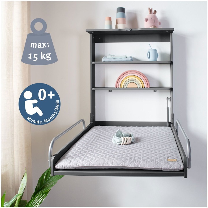 Immagine prodotto Roba Scaffale fasciatoio a parete con fasciatoio incluso Stile grigio