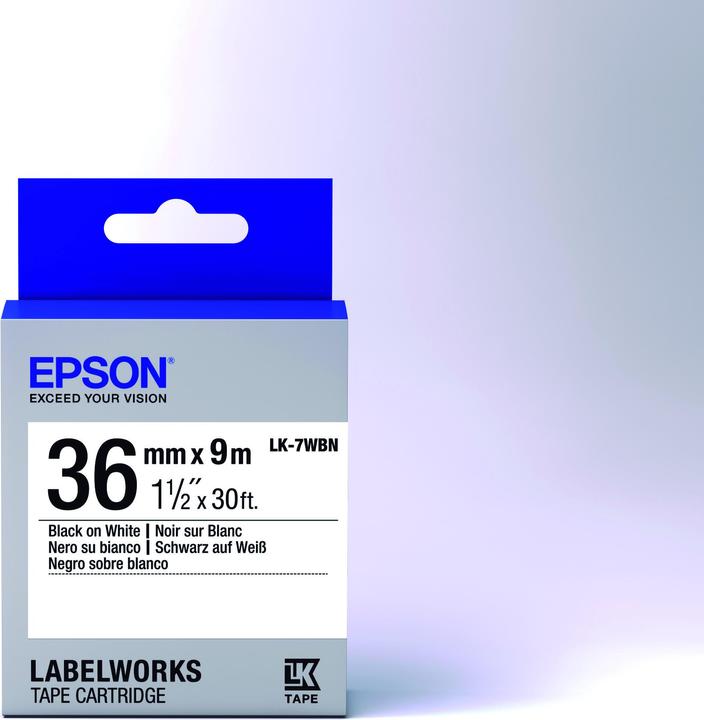 Productafbeelding Epson Labelcassette Lk-7wbn (3.60 cm, Zwart, Wit)