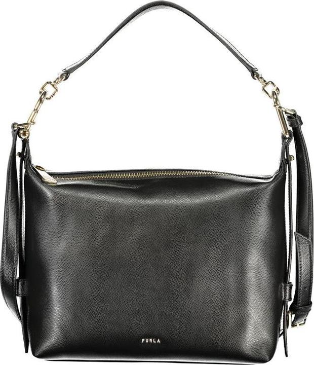 Furla tonie m leather hobo shoulder bag, black