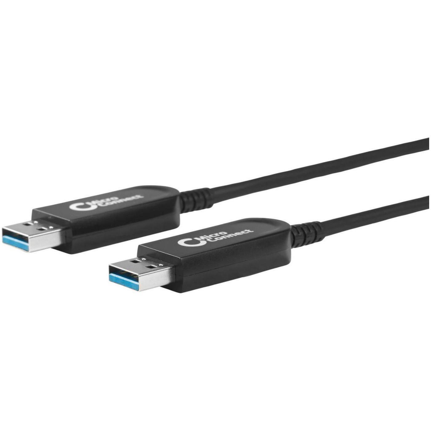 MicroConnect USB3.0AA20BOP USB Kabel 20 m 3.2 Gen 1 (3.1 Gen 1) USB A Schwarz (20 m, USB 3.2 Gen 1), USB Kabel