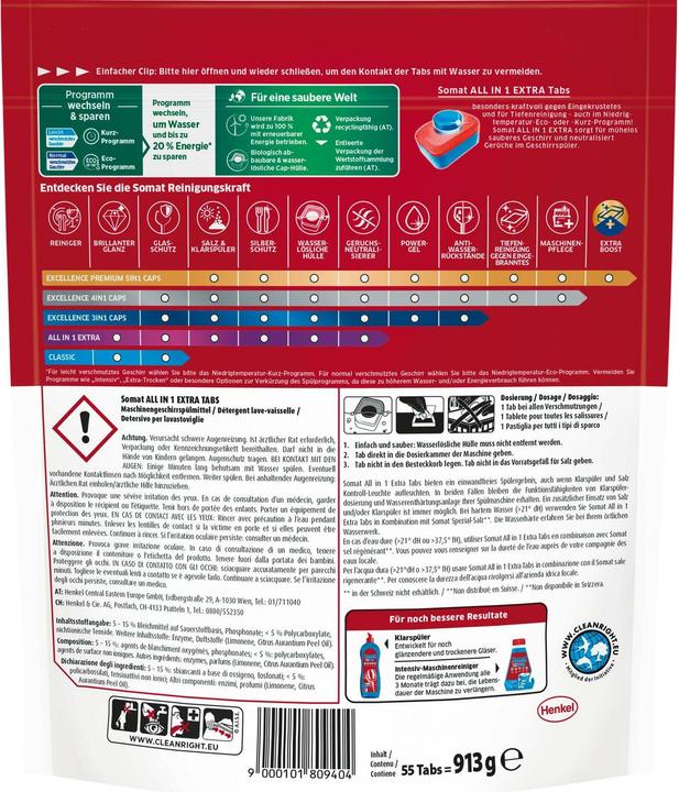 Immagine prodotto Somat Tutto in 1 Extra (Compresse, 55 Cicli di lavaggio)
