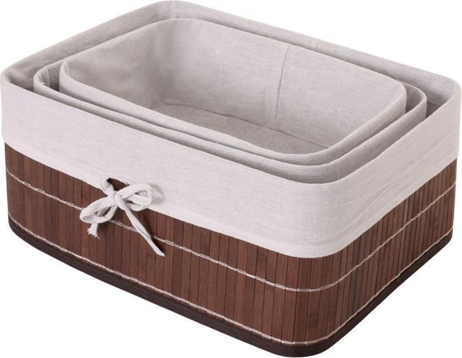 Image du produit Swisshandel24 Lot de 3 paniers de rangement, Panier Boîte de rangement Boîte de tri Panier d'étagère, Bambou brun (22 cm, 3x)