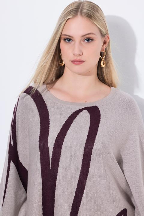 Produktbild Ulla Popken Strick-Poncho, Pinselstrich, Overzized, Rundhals (58, 60, 62)