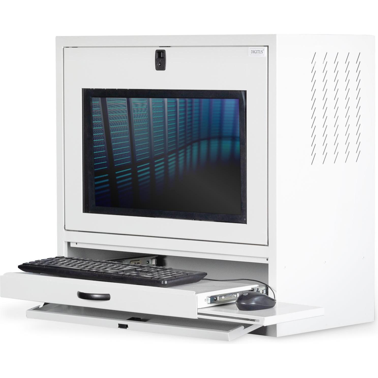 Thumbnail - Digitus Arbeitsstation zur Wandmontage mit integrierter Bildschirmhalterung (19 Zoll Rack), Serverschrank, Grau