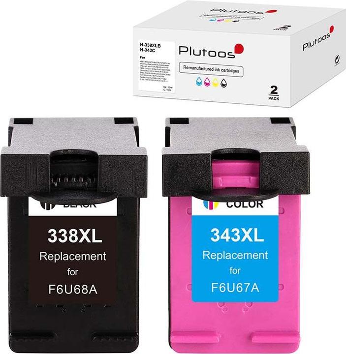 Actual product image Plutoos HP 338XL HP 343XL Cartridges XXL compatible, set of 2 BK+CL (CL, FC)