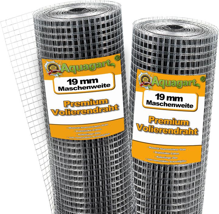 Image du produit Aquagart 20m x 1m Volierendraht Drahtgitter Schweissgitter Drahtgeflecht Drahtzaun