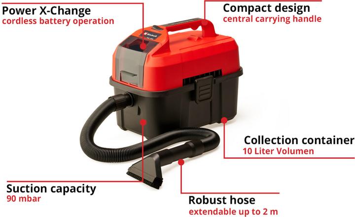 Image du produit Einhell TE-VC 18/10 Li Solo (Aspirateur eau et poussière)
