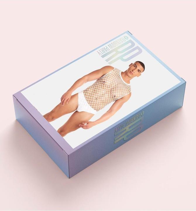 Actual product image René Rofé Rainbow Party Lingerie Set, White, S/M (S, M)