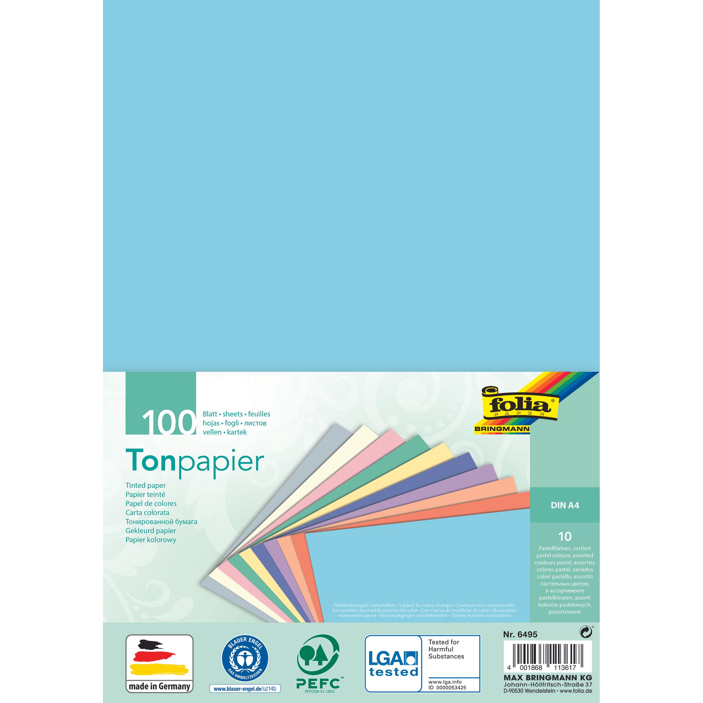 Thumbnail - Folia, Bastelpapier, Tonpapier PASTELL, DIN A4, 130 g/qm (130 g/m², 100 x)