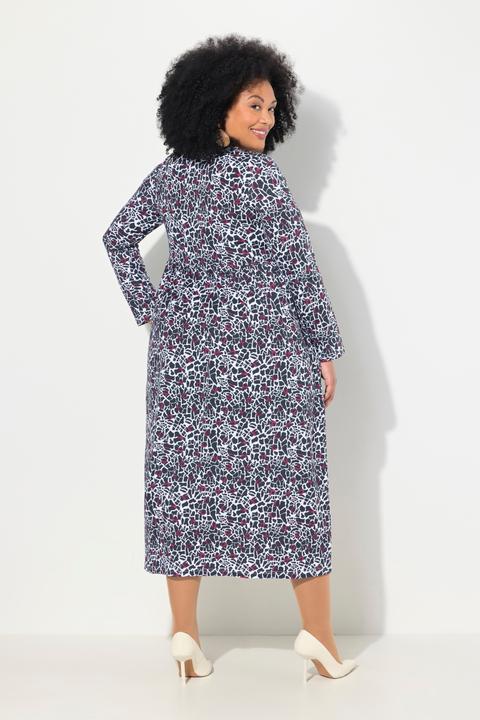 Produktbild Ulla Popken Jerseykleid, A-Linie, V-Ausschnitt, Langarm, Taschen (54)