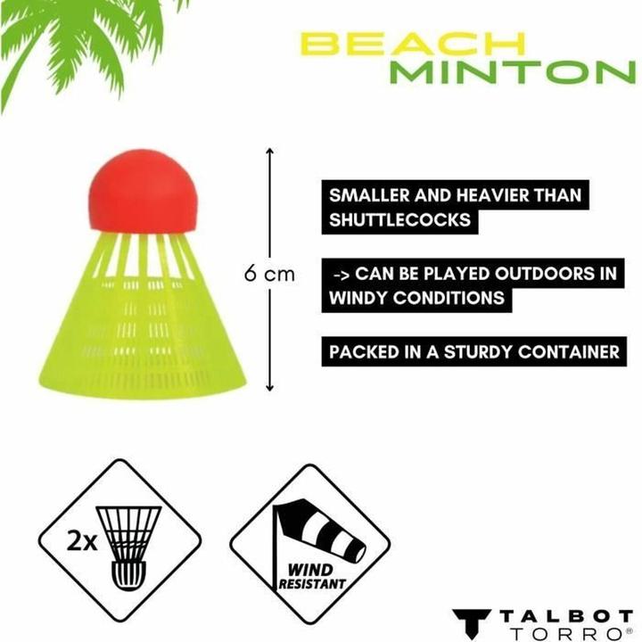 Actual product image Talbot Torro Beachminton set, colour: black-neon green Contents: 2 beachminton rackets, length: 125 mm, 2 small