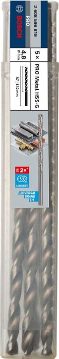 Produktbild Bosch Professional Zubehör PRO Metal HSS-G Spiralbohrer, 4,8 x 87 x 132 mm (4.8 mm)