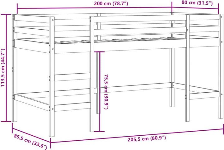 Produktbild vidaXL Kinderhochbett (80 x 200 cm)