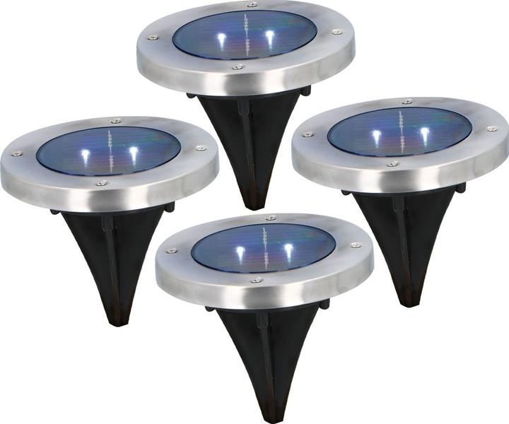Immagine prodotto Grundig Set di 4 luci solari da terra in acciaio inox, con picchetto a terra, Ã˜ 12 x 12 cm