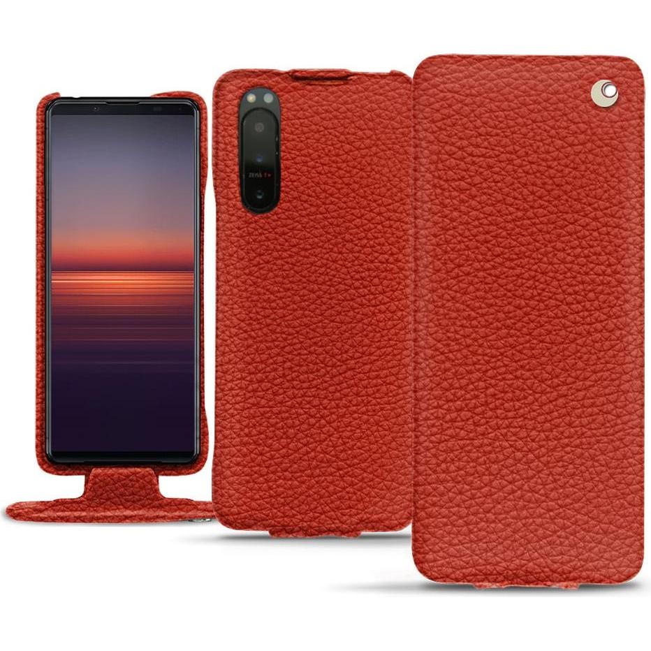 Noreve Lederschutzhülle vertikal (Sony Xperia 5 II), Smartphone Hülle, Orange