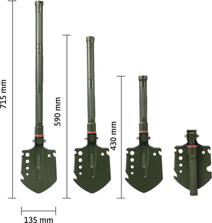 Actual product image Dönges Multifunktionaler Klappspaten All-in-One, in Camouflage Tasche, olivgrün