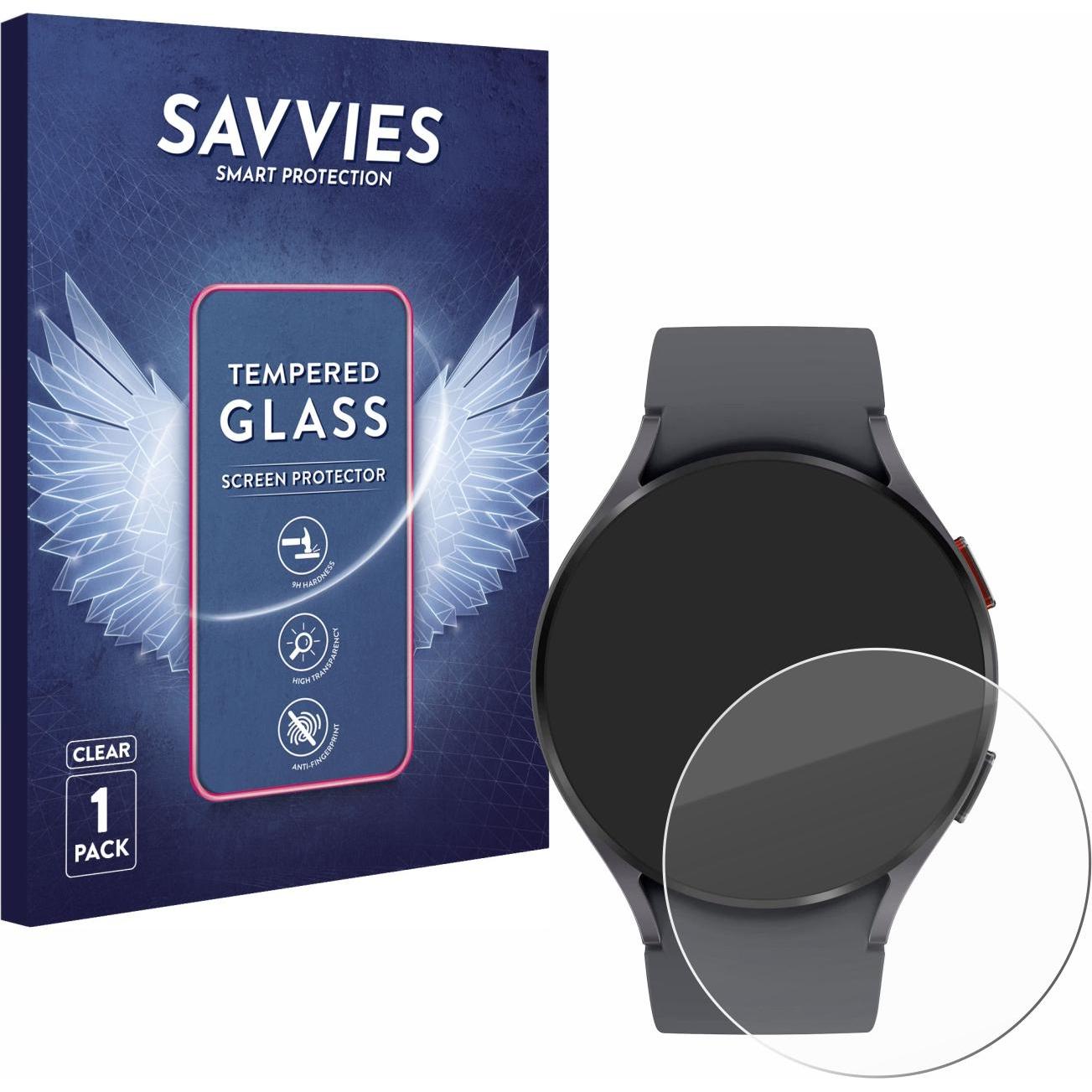 Savvies Panzerglas Hartglas Displayschutz, Smartwatch Schutzfolie, Transparent