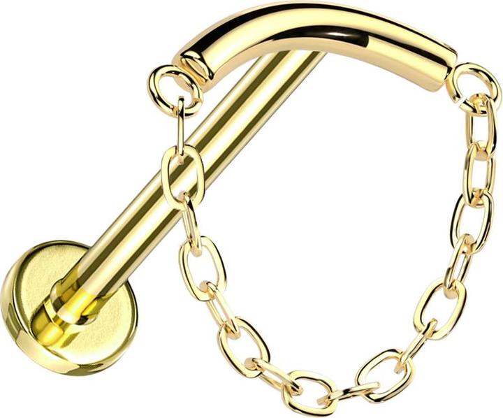 Actual product image Star Piercing Micro Threadless Labret vergoldet stange vergoldet Anhänger Kette (without brass, Titanium)