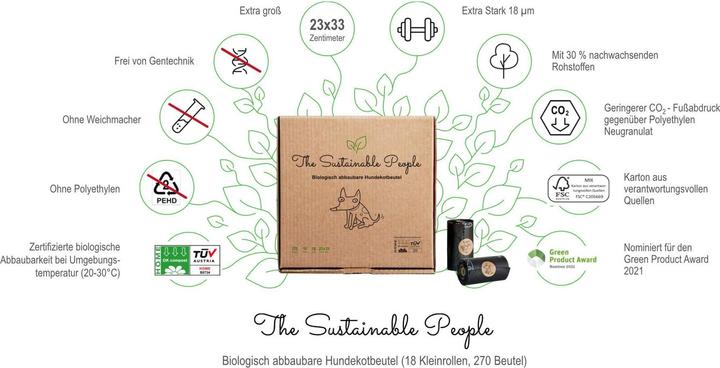 Produktbild The Sustainable People Bioabbaubare Hundekotbeutel - 270 Beutel - OK compost HOME zertifiziert (Hund)