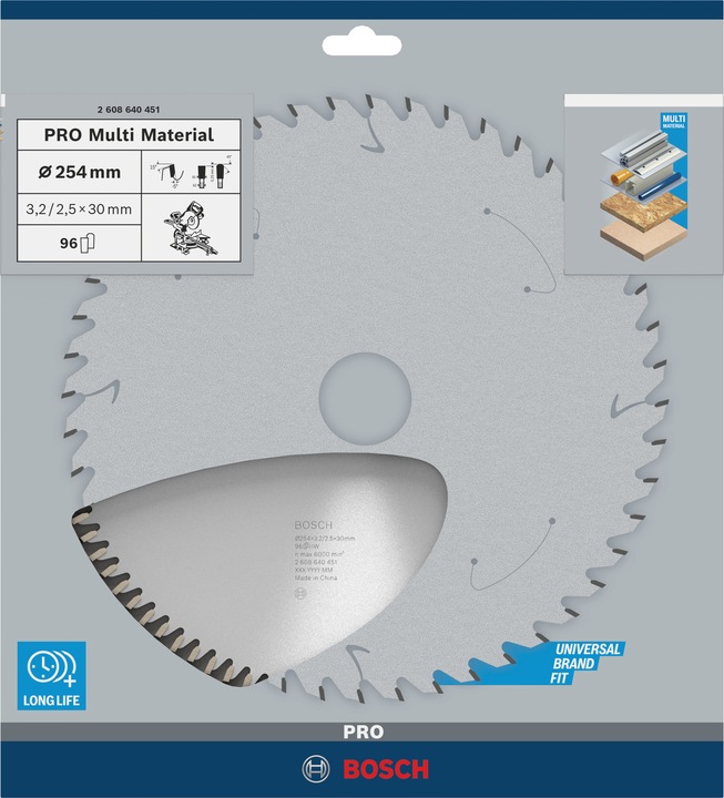 Immagine prodotto Bosch Professional Zubehör Lama per sega circolare PRO Multi Material, 254 x 3,2 x 30 mm