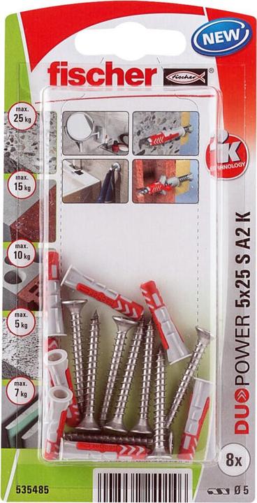 Fischer SB Nylondübel Duopower mit Schraube A2 (8 Stk.)