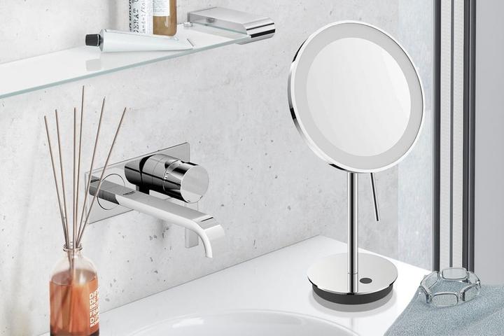 Actual product image Zack ALONA vanity mirror with all-round LED ring polished stainless steel (20 x 37 cm)