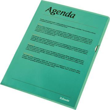 Immagine prodotto Leitz Portadocumenti standard Esselte, DIN A4, PP, verde, 0,12 mm aperto in alto e sui lati, a prova di (A4, 100 x)