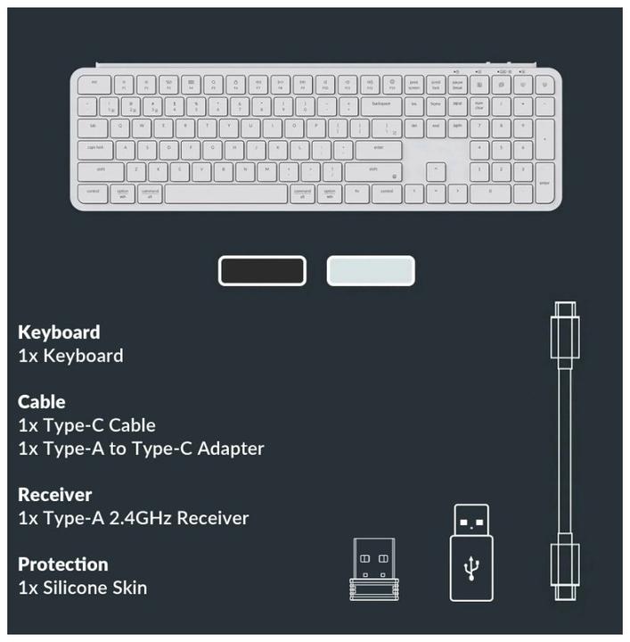 Produktbild Keychron Kabellose Tastatur Ultra Slim B6 Pro 2.4G (weiss) (B6P-K8) (Kabelgebunden)