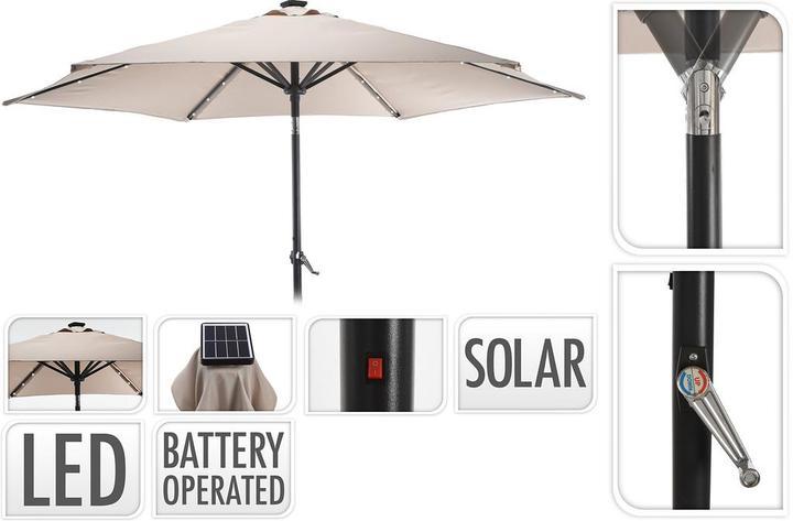 Immagine prodotto ProGarden Ombrellone solare a LED, 270 cm (2.70 m)