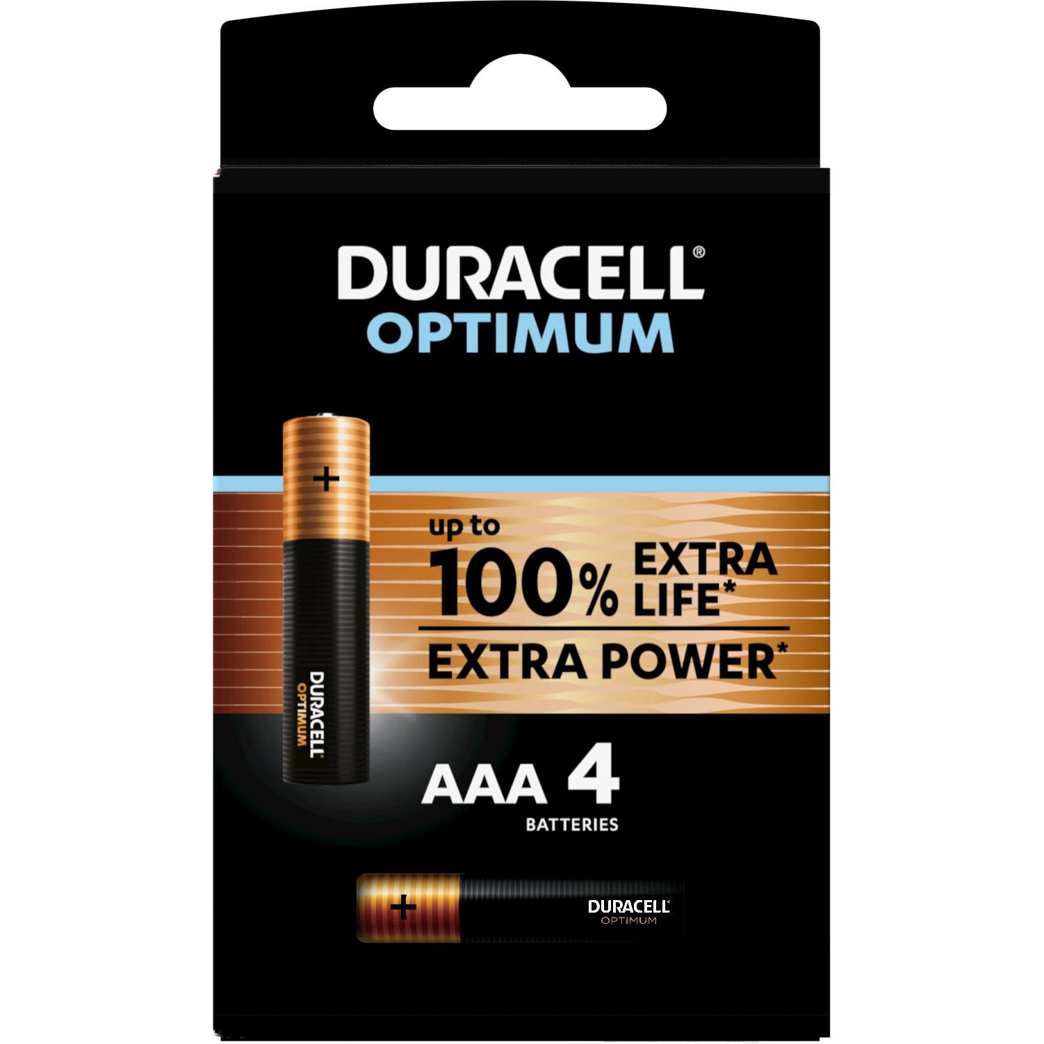 Duracell Optimum Batteria monouso Mini Stilo AAA Alcalino (4 pz., AAA), Batterie + pile