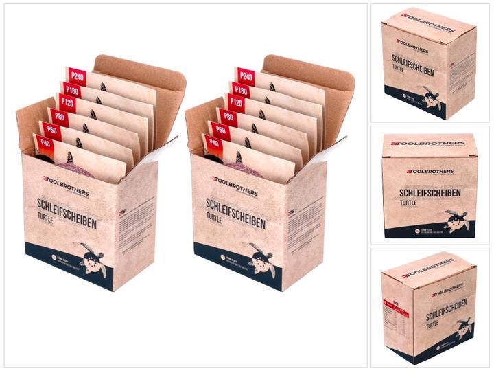 Produktbild Tool Brothers TURTLE Schleifset SET 125mm Klett 8 Loch je 20x P40 / P60 / P80 / P120 / P180 / 240 für (P120, P180, P240, P40, P60, P80)