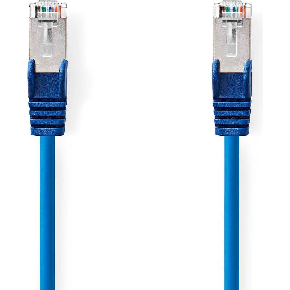 Nedis Cat 5e-Kabel SF/UTP RJ45 Stecker RJ45 Stecker 5.00 m Rund PVC Blau Label (SF/UTP, CAT5e, 5 m), Netzwerkkabel